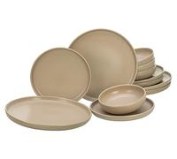 CreaTable, 33074 Série Uno Lot de 12 assiettes en grès Passe au lave-vaisselle et au micro-ondes Fabriqué au Portugal