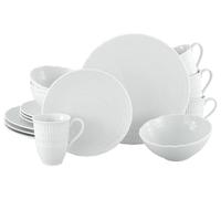 CreaTable, 33089, Série Sofia White, service de vaisselle 16 pièces, ensemble combiné en porcelaine, compatible lave-vaisselle et micro-ondes, fabriqué en Europe.