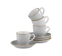 CreaTable, 34035, Série Vintage Nature Pierre, service de vaisselle de 8 pièces, ensemble à espresso en porcelaine, compatible lave-vaisselle et micro-ondes, fabriqué en Europe.