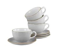 CreaTable, 34036, Série Vintage Nature Pierre, Service de vaisselle 8 pièces, Service à cappuccino en porcelaine, compatible lave-vaisselle et micro-ondes, Fabriqué en Europe.