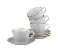 CreaTable, 34037, Série Vintage Nature Pierre, service de vaisselle 8 pièces, ensemble de tasses à café en porcelaine, compatible lave-vaisselle et micro-ondes, Fabriqué en Europe.