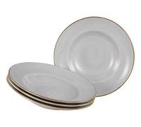 CreaTable, 34039, Serie Vintage Nature Stein, 4-teiliges Geschirrset für 4 Personen, Pastateller aus Porzellan, spülmaschinen- und mikrowellengeeignet, Made in Europe, Grau