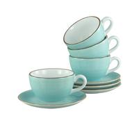 CreaTable, 34041, Série Vintage Nature Aqua, service de vaisselle 8 pièces, service à cappuccino en porcelaine, compatible lave-vaisselle et micro-ondes, fabriqué en Europe.