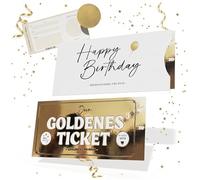 Creatastic Lot de cartes d'anniversaire Golden Ticket - Carte d'anniversaire à remplir soi-même avec tiroir et autocollants à gratter - Cadeau personnalisé à remplir soi-même