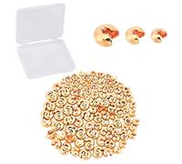 CREATCABIN 1 Boîte 150Pcs 3 Tailles Perles à Sertir Couvre 18K Laiton Plaqué Or Réel Demi-Ronde Noeud Ouvert Embout Embouts Entretoises Bouchon Fabrication Bijoux DIY Bracelets Colliers Artisanat