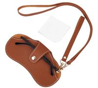 CREATCABIN 1 Ensemble Étui Lunettes Soleil Cuir Souple Étui Lunettes Portable Étui Protection pour Lunettes Support Sac Mince avec Dragonne Clip Ceinture Bande pour Femmes Hommes 18.5x10cm Marron
