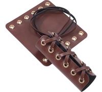 CREATCABIN 1 Paire de Housses de Guidon de Moto en Cuir Coussinets en Cuir pour Guidon Accessoires de Modification PU Garde au Chaud Style Sangle Réglable pour Plupart Motos 11x11.5cm Marron Foncé