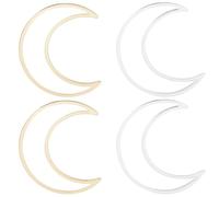 CREATCABIN 10 Anneaux Liaison Lune Laiton Plaqué Or 18 carats BoucD'Oreilles,CréoPerles,Breloques,Connecteurs pour Bricolage,BoucD'Oreilles,Colliers,Bracelets,Fabrication Bijoux 40x49mm(Or et Argent)