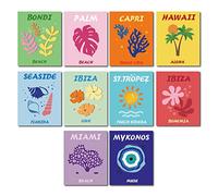 CREATCABIN 10 pcs Trendy Travel Canvas Wall Art Preppy Room Decor Prints Poster Set Fashion Decor Oeuvre Esthétique pour Salon Chambre Salle Bains Home Office Bar Cadeau Décorations 30x20cm,Sans Cadre