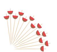 CREATCABIN 100 brochette Bambou Pastèque Pics à Cocktail Cure Dents aux Fruits Bâtonnets Garniture pour Apéritifs Nourriture Faite à la Main pour Fête Vacances Plage Sandwichs Décoration Berger 11.8cm