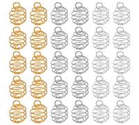 CREATCABIN 108 pcs 3 couleurs Spirale Perle Cage Charmes Pendentifs Creux Ressort Boule Charmes Or Argent Rond avec Trou Acier Inoxydable pour Fabrication Bijoux Colliers Boucles D'Oreilles 11x8 mm
