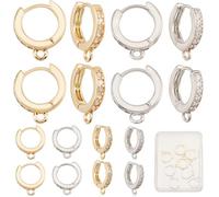 CREATCABIN 12 Pcs Petit Huggie Hoop Boucles d'oreilles Conclusions 18K Plaqué Argent Cartilage Boucles d'oreilles Cubic Zirconia Oreille Boucle 2 Couleurs Laiton pour Femmes Fabrication 13.5x15mm