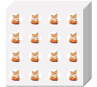 CREATCABIN 128 Autocollant Animaux Petit Point Rond Autocollant Renard Imperméable en Vrac pour Scrapbooking Artisanat Bouteilles d'eau Ordinateur Portable Bagages Skateboard 2.5x2.5cm