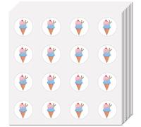 CREATCABIN 128 Autocollant Crème Glacée Autocollant D'Été Autocollant Étanche Petit Point Rond Dessin Animé Autocollants Vrac pour Scrapbooking Planificateur Calendrier Bouteilles d'eau 2.5x2.5cm