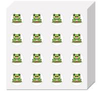 CREATCABIN 128 Autocollant Grenouille Petit Autocollant Dessin Animé Autocollant Animal Imperméable Récompense pour Enseignant Autocollant Motivation Étiquette Ronde Pois pour Scrapbooking 2.5cm