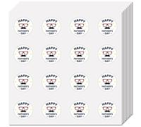 CREATCABIN 128 Autocollant« Happy Fathers Day »Vrac Étiquettes Cadeaux pour Fête Pères Petits Autocollants Ronds Pois pour Barbe Papa Lunettes Décorations Fête pour Cartes Vœux Boîte Cadeau 2.5x2.5cm