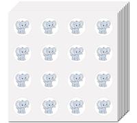 CREATCABIN 128 Autocollant Rond Éléphant Animal Sauvage 2.5cm Cercles Dessin Animé Zoo Autocollant Bleu Imperméable pour Calendriers Agendas Bouteilles d'eau Tasses Ordinateurs Téléphones Portables