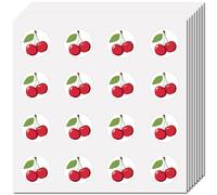 CREATCABIN 128 Autocollant Scrapbooking Cerise Plastique Autocollant Fruits Autocollant Dessin Animé Rouge Imperméable Petit Autocollant Rond pour Planificateur Journal Bricolage Artisanat 2.5cm