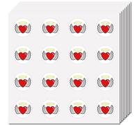 CREATCABIN 128 pcs Autocollants Ailes Coeur Ailes d'ange Halo Autocollant en VinyAutocollant Étanche Rond en Vrac Autocollants Ailes d'amour pour Bouteilles d'eau Ordinateur PortabBagages 2.5x2.5cm