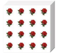 CREATCABIN 128 pièces 8 feuilles D'Autocollants Roses Rouges Petite Fleur Autocollant Plastique Imperméable pour Plantes Décoration pour Bricolage,Scrapbooking,Enveloppe,Journal,Casque,Artisanat 2.5cm