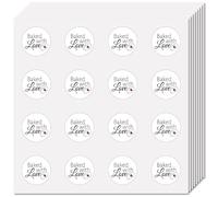CREATCABIN 128Pcs Baked with Love Petits Autocollants Plastique Imperméables Autocollants Ronds Vrac pour Biscuits Cuits au Four Emballage Emballage Bouteilles d'eau Décoration Artisanat 2.5cm