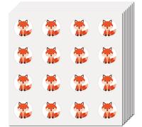 CREATCABIN 128pcs Petit Renard Autocollants Animaux Autocollants pour Enveloppes Dessin Animé Vrac Plastique Étanche Rond Dot pour Scrapbooking Art Artisanat 2.5cm