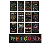 CREATCABIN 13 Pcs Bienvenue Classe Décoration Bannière Affiches Signe Tableau D'Affichage à Suspendre Mur Art Décor pour Retour à L'École Enseignants Élémentaire Préscolaire Collège Thème 39x10 Pouces