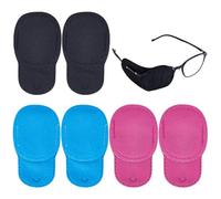 CREATCABIN 18 Cache-Œil pour Lunettes,Cache-Œil Paresseux Amblyopie,Strabisme,Cache-Œil Gauche pour Couvrir L'Œil Gauche Droit,Textile Réutilisable,pour Adultes et Tout-Petits,Noir,Bleu,Rouge,9x5cm