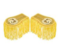 CREATCABIN 2 épaulette à Pompons Insigne Maître Cérémonie Écusson D'Épaule Doré à Franges Style Punk Épaulettes Détachables avec Épingles pour Accessoires Costume Cosplay Carnaval 20x8cm/7.87x3.15inch