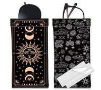 CREATCABIN 2 étui à Lunettes Fin et Portable en Cuir Pochette Souple à Fermeture Éclair Idéal pour Les Voyages avec Chiffon de Nettoyage Idéal pour Les Vacances pour Hommes et Femmes Noir 18x9cm