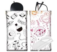 CREATCABIN 2 étui Lunettes Soleil Cuir Étui Lunettes Mince et Portable Sac Presser Doux Gothique Sorcière Pochette Voyage Étanche avec Chiffon Nettoyage Cadeau pour Femmes et Hommes Vacances 18x9cm