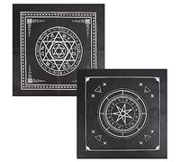CREATCABIN 2 Pcs Autel Tissu Pentagramme Étoile Céleste Tarot Deck Tapisserie Spirituelle Nappe Puissance Tissu Sacré Astrologie pour Divination Fournitures de Sorcellerie Premium Païen