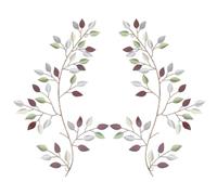 CREATCABIN 2 pièce Décoration Murale Forme Feuille d'arbre Métal,Branche D'Olivier Vigne,Feuilles Forgées,Décoration Murale,Gris Ardoise Foncé,Branche Fer,Sculptures,Art pour au-Dessus du Lit,30x18cm