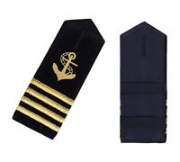 CREATCABIN 2 pièce D'Épaulettes Dorées à Quatre Barres Uniforme Professionnel Badge de Capitaine Marin pour Cosplay et Halloween 13.5x5cm Noir