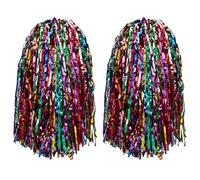 CREATCABIN 2 Pompon de Pom Pom Girl Bleu Métallique avec Poignée âton Cheerleading Pompom pour Adultes Pom Pom Girl pour Sport Fêtes Danse Spectacles Célébrations 28x12cm