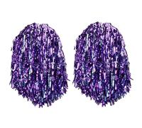 CREATCABIN 2 Pompon Violet Métallique Bleu avec Poignée Bâton Cheerleading Pompom pour Adultes Pom Pom Girl pour Sport Jeux Fêtes Danse Spectacles sur Scène 28x12cm