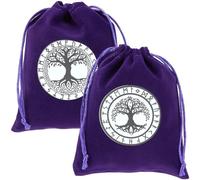 CREATCABIN 2 sac de Cartes de Tarot en Velours avec Cordon de Serrage Pochette Rangement pour Cartes Tarot Dés Arbre Vie Violet Bijoux de Tarot Sacs D'Emballage pour Cristaux Dés Sorcellerie 12.5x15cm