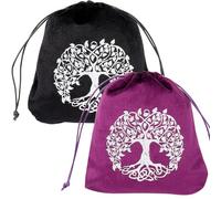 CREATCABIN 2 sac Tarot Pochettes Cartes Tarot Support Jeu Tarot Pochettes Rangement pour Tarot Sacs Velours avec Cordons Serrage Noir Violet Sacs D'Emballage pour Bijoux Cristaux Rune Cadeau 12.5x15cm