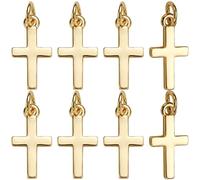 CREATCABIN 20 breloques Croisées Laiton Plaqué Or 18 carats,Mini Pendentif,Perles Croisées,Breloques Crucifix Vrac avec Anne St pour Fabrication Bijoux,Colliers,Bracelets,Boucles D'Oreilles,8x15mm