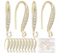 CREATCABIN 22 Pcs Cubic Zirconia Boucles d'oreilles Crochets 18K Or Plaqué Laiton Hameçons Fils d'oreille avec Boucle Verticale Français Dangle Boucles Connecteurs pour Bijoux Boucles Faire 15x2mm