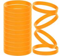 CREATCABIN 24 Bracelet Silicone Orange Bracelets Caoutchouc Vierges Bracelets Sport Vrac Extensibles Couleur Unie Bracelet Élastique Silicone pour Adultes Femmes Équipes Cadeaux Fête 6.5x1.2cm