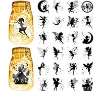 CREATCABIN 24 pièce Silhouettes D'Anges Féeriques Forme D'ÉtoiDécoupée au Laser Carton Découpé au Laser pour Scrapbooking,Découpes PVC pour Travaux Manuels,Pots Lanternes,10x9cm,sans Autocollant