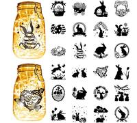 CREATCABIN 24 Silhouette Lapin Pâques en Carton Découpé au Laser pour Scrapbooking,Découpes,Embellissements en PVC pour Travaux Manuels,Pots Lanternes,Peinture Murale,Fenêtres Verre,sans Autocollant