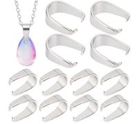 CREATCABIN 240 Pcs Acier Inoxydable Snap on Bails Crochet Pendentif Fermoirs Griffe Pincée Clips Bail Bulk Charms Connecteurs pour Collier Choker Bijoux DIY Artisanat Fabrication Argent 7x6.5mm