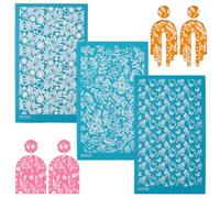 CREATCABIN 3 Pochoir Sérigraphie pour Argile Polymère Réutilisable,Sérigraphie Fleurs sur Argile,Boucles d'oreilles,Outils Argile Polymère,Kit Moule pour Fabrication Bijoux,Décoration 9x15cm