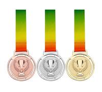 CREATCABIN 3pcs Award Metal Gold Silver Bronze Award Medals with Ribbon, Médailles des Vainqueurs de Style Place Médailles Prix pour Les Événements Salles de Classe, Jeux et Sports de Bureau
