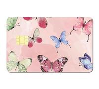 CREATCABIN 4 Autocollant Carte Bancaire Forme Papillon pour Carte Débit et Crédit Couvrant Fleur Personnalisée Protection Carte Bancaire Amovible Imperméable sans Bulle pour Carte Bancaire 186x137mm