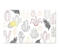 CREATCABIN 4 Autocollant Carte Crédit Motif Cactus Plantes Feuilles Carte Débit Mince Couverture Cartes Bancaires Autocollants Personnalisés Anti Rayures pour Décoration Carte Métro 8.6x5.4cm