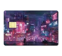 CREATCABIN 4 autocollant Carte Cyberpunk Violet Personnalisable Décoration Carte Crédit Coque Carte Bancaire Revêtement Imperméable Sans Bulles Résistant aux Rayures pour Cartes Cadeaux Noël 5.4x8.6cm