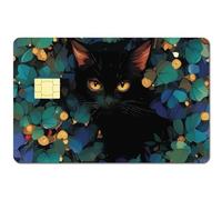 CREATCABIN 4 Autocollant Forme Chat Noir pour Carte Crédit,Autocollant Carte Débit,Couverture Carte Bancaire,Protection Contre Rayures,Imperméable,Amovible,Fin,Cadeau pour Amis,Famille,18.6x13.7cm
